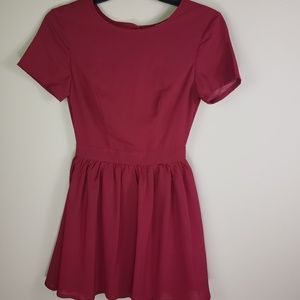 TOBI MILA WINE BACKLESS SKATER DRESS - SIZE XS